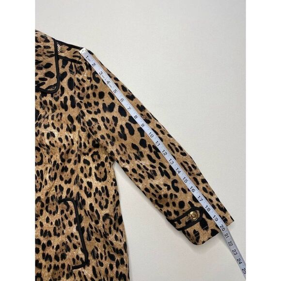 White House Black‎ Market Leopard Print Swing Trench Jacket Sz 10 - Picture 6 of 12